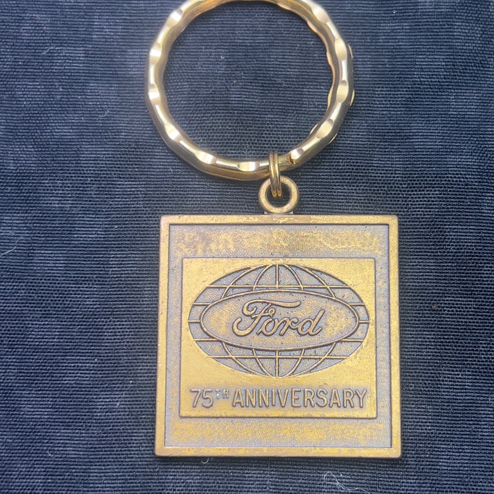 Vintage Ford 75th Anniversary MVP Keychain Brass Tone Automotive Collectible